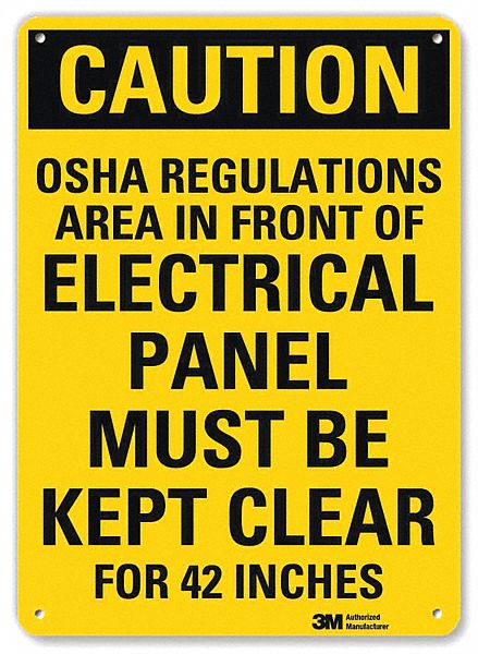 Caution Sign: Aluminum, Mounting Holes Sign Mounting, 10 in x 7 in Nominal Sign Size, 0.04 in Thick