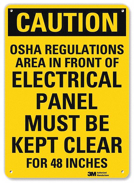 Caution Sign: Aluminum, Mounting Holes Sign Mounting, 10 in x 7 in Nominal Sign Size, 0.04 in Thick