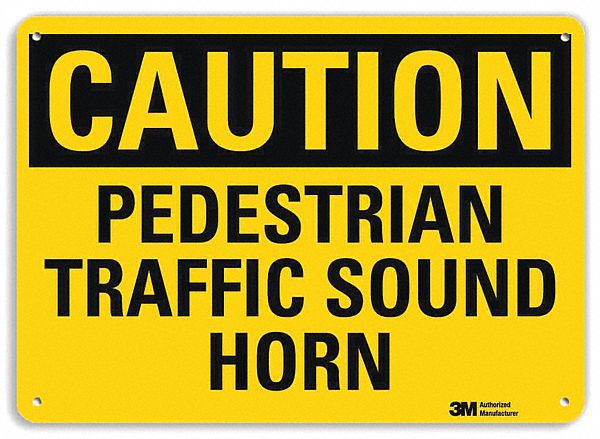 REFLECTIVE PEDESTRIAN TRAFFIC SIGN, PLASTIC, 10 X 14 IN NOMINAL SIGN SIZE, ENGINEER GRADE, PEDESTRIAN TRAFFIC SOUND HORN