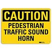 Caution: Pedestrian Traffic Sound Horn Signs image