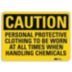 Caution: Personal Protective Clothing To Be Worn At All Times When Handling Chemicals Signs