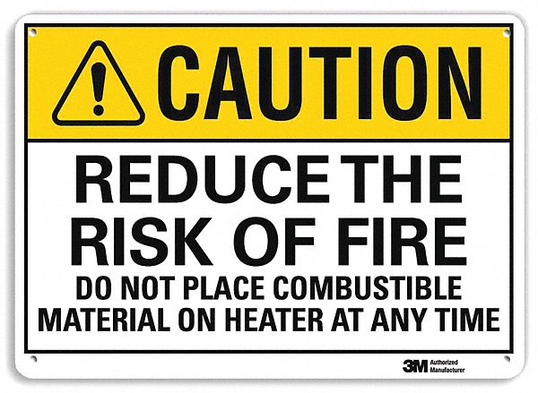 Caution Sign: Aluminum, Mounting Holes Sign Mounting, 10 in x 14 in Nominal Sign Size, 0.04 in Thick