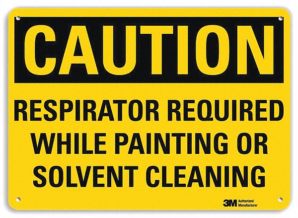 Caution Sign: Aluminum, Mounting Holes Sign Mounting, 10 in x 14 in Nominal Sign Size, 0.04 in Thick