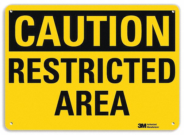 Caution Sign: Aluminum, Mounting Holes Sign Mounting, 10 in x 14 in Nominal Sign Size, 0.04 in Thick