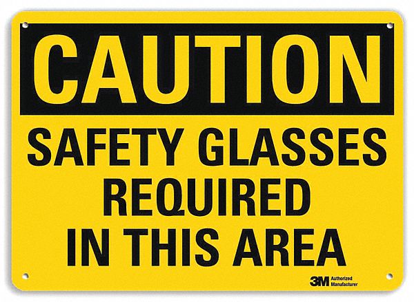 Caution Sign: Aluminum, Mounting Holes Sign Mounting, 10 in x 14 in Nominal Sign Size, 0.04 in Thick