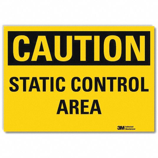 Safety Sign, Static Control Area, Header Caution, Rectangle, 10 in ...