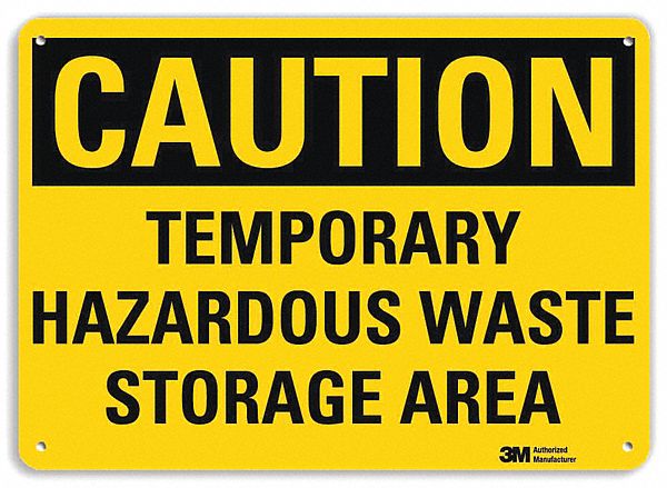 Caution Sign: Aluminum, Mounting Holes Sign Mounting, 10 in x 14 in Nominal Sign Size, 0.04 in Thick