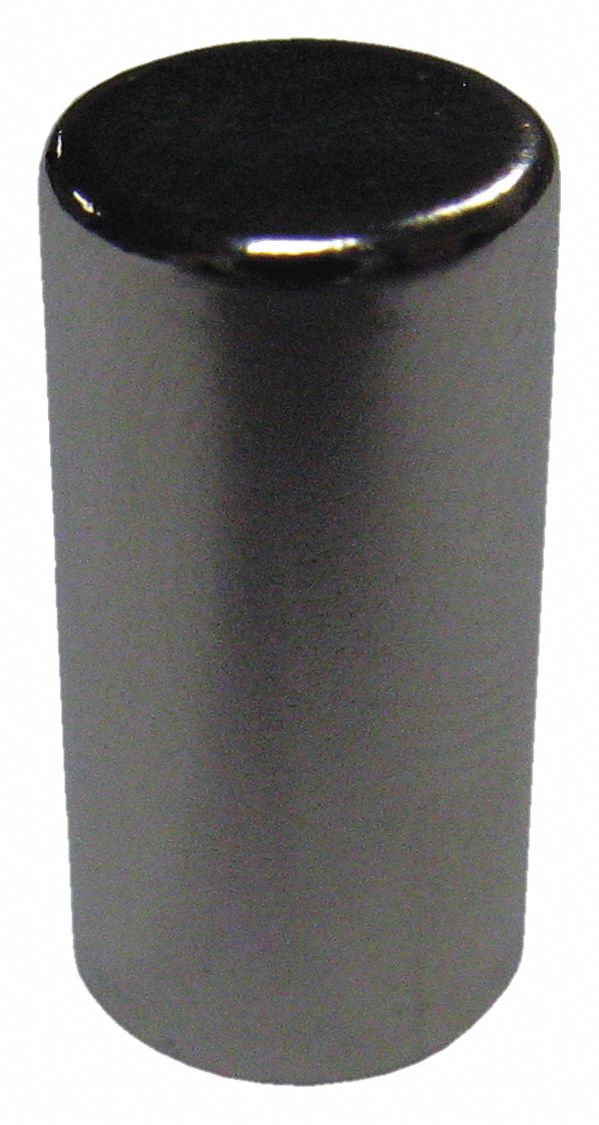 Rare Earth Magnet: Neodymium, 1/4 in Outside Dia, 0.5 in Thick, Disc Magnet, 35