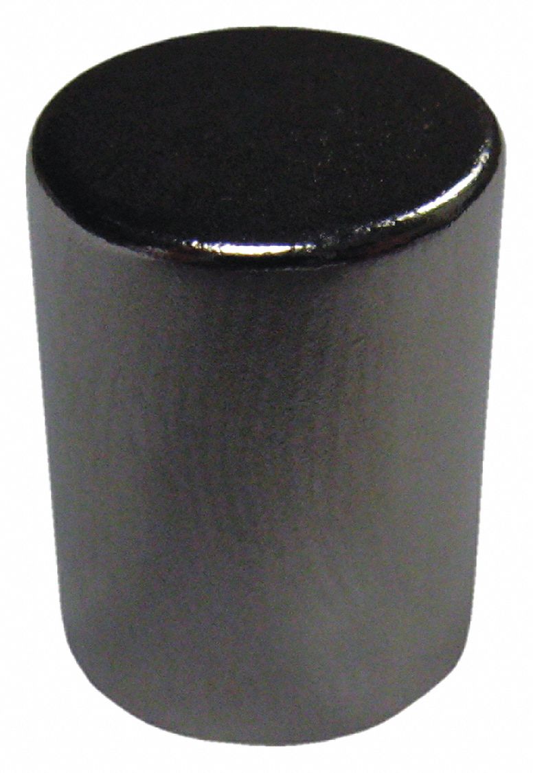 Rare Earth Magnet: Neodymium, 3/8 in Outside Dia, 0.5 in Thick, Disc Magnet, 50