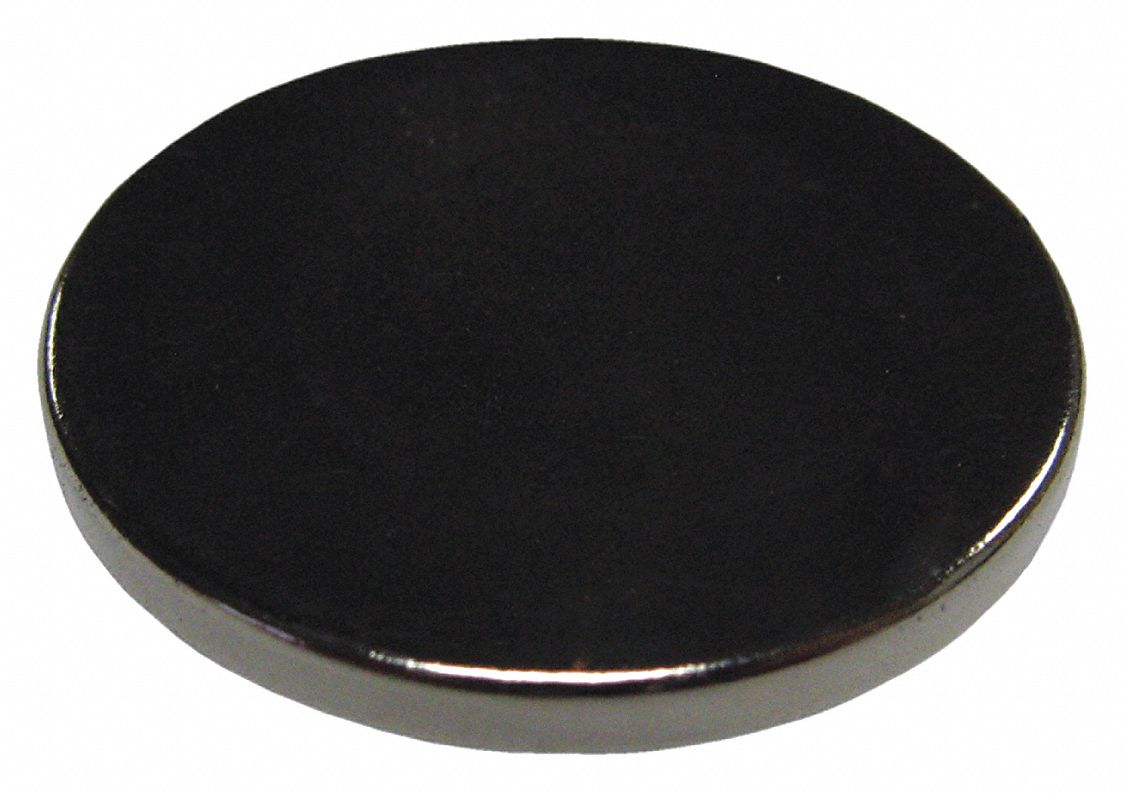 Rare Earth Magnet: Neodymium, 1 in Outside Dia, 0.1 in Thick, Disc Magnet, 35