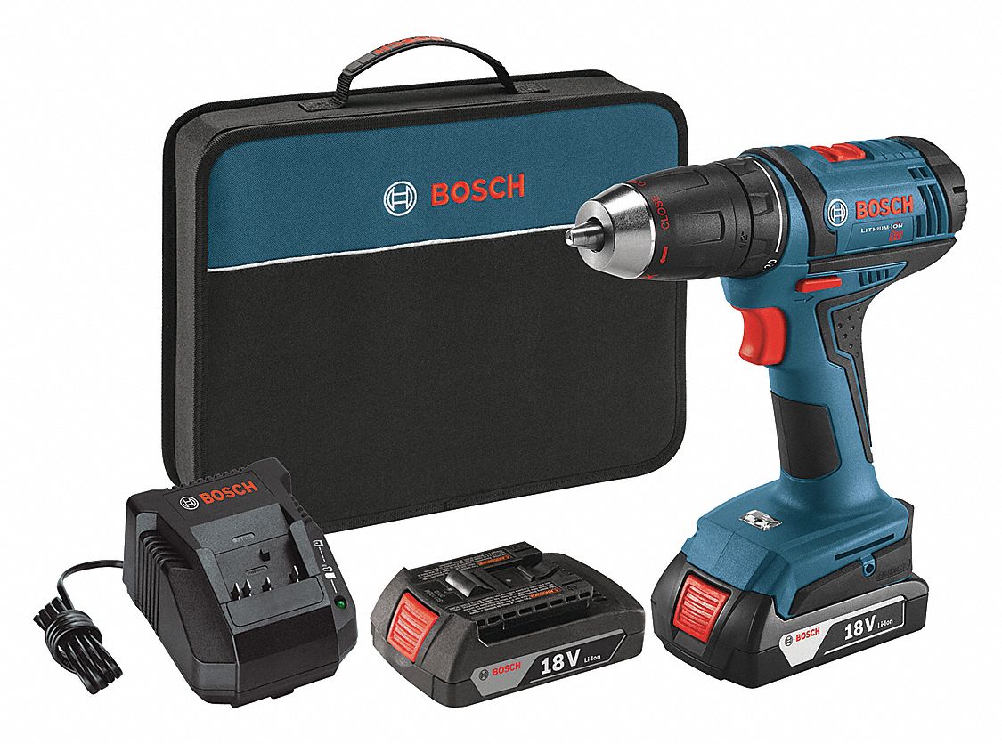 BOSCH Cordless Drill/Driver Kit, 1/2 in Chuck Size 35KF33DDB18102