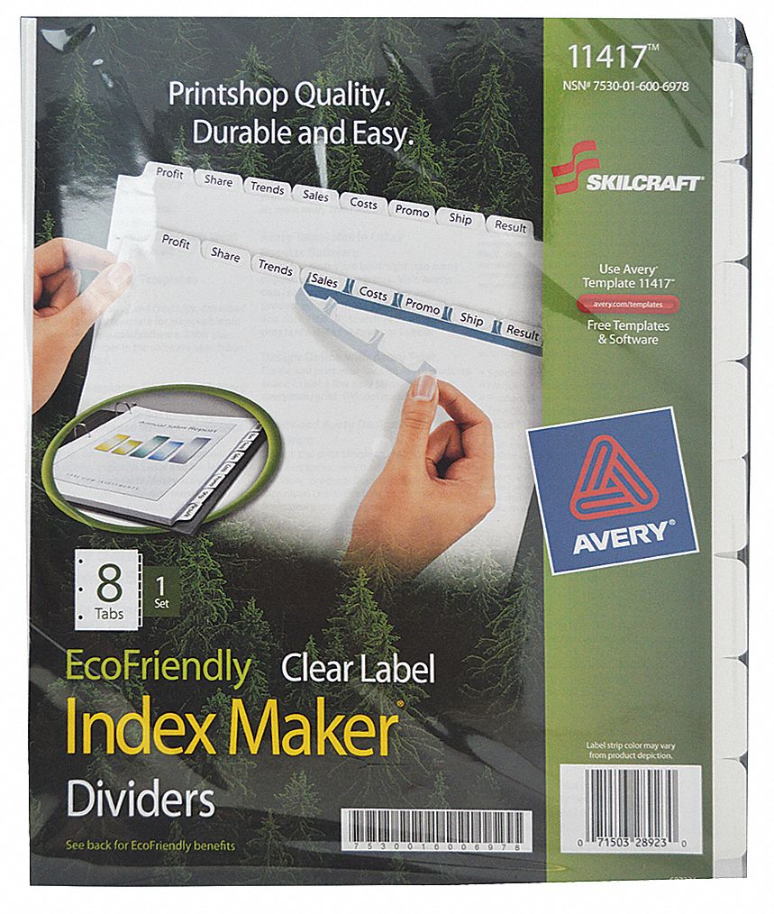 BINDER DIVIDER,PRINT-ON LABELS,WHITE