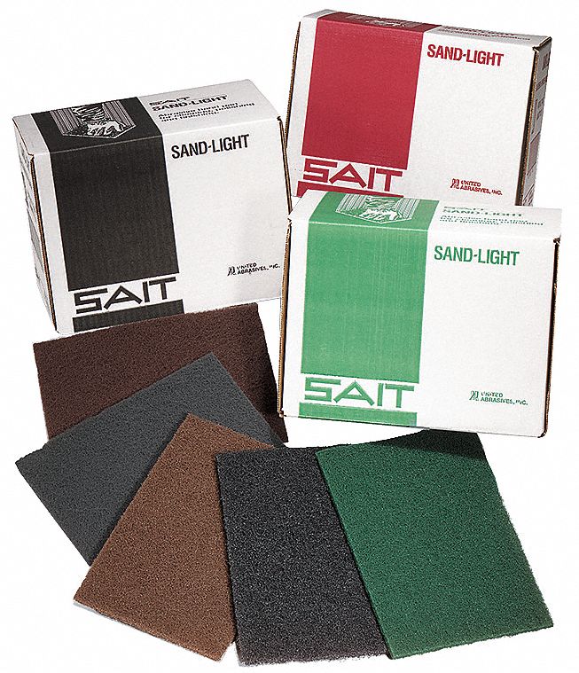 Sanding Hand Pad, 9 in Length, 6 in Width, NonWoven, Aluminum Oxide