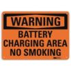 Warning: Battery Charging Area No Smoking Signs