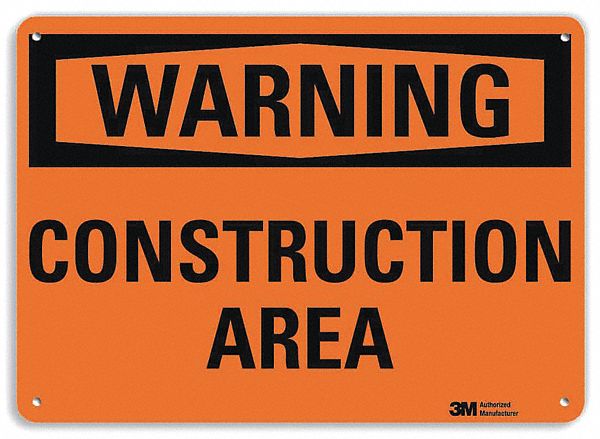 Warning Sign: Plastic, Mounting Holes Sign Mounting, 7 in x 10 in Nominal Sign Size, 0.055 in Thick
