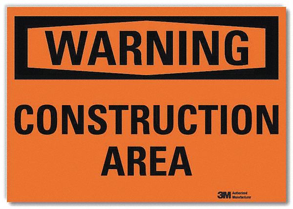 Warning Sign: Reflective Sheeting, Adhesive Sign Mounting, 7 in x 10 in Nominal Sign Size, Warning