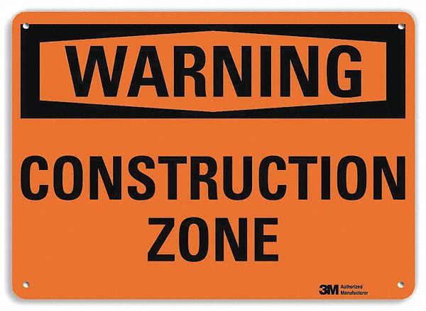 Warning Sign: Plastic, Mounting Holes Sign Mounting, 7 in x 10 in Nominal Sign Size, 0.055 in Thick