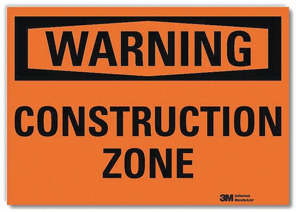 Warning Sign: Reflective Sheeting, Adhesive Sign Mounting, 7 in x 10 in Nominal Sign Size
