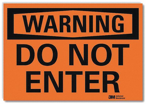 Warning Sign: Reflective Sheeting, Adhesive Sign Mounting, 7 in x 10 in Nominal Sign Size, Warning