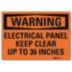 Warning: Electrical Panel Keep Clear Up To 36 Inches Signs