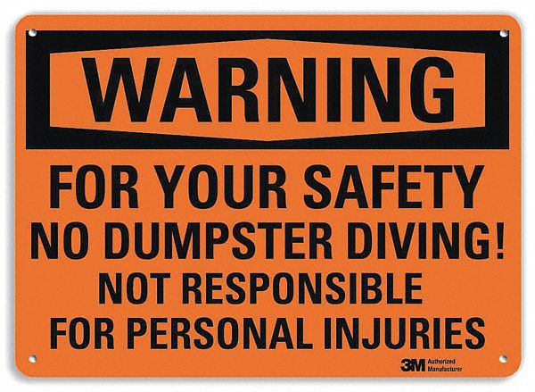 Warning Sign: Plastic, Mounting Holes Sign Mounting, 7 in x 10 in Nominal Sign Size, 0.055 in Thick