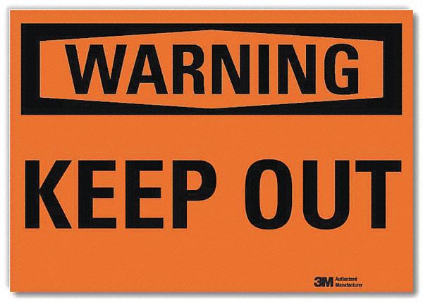 Security Sign: Reflective Sheeting, Adhesive Sign Mounting, 7 in x 10 in Nominal Sign Size, Keep Out