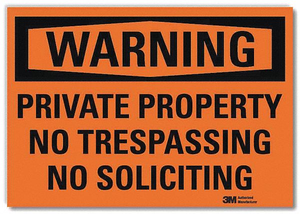 Security Sign: Reflective Sheeting, Adhesive Sign Mounting, 5 in x 7 in Nominal Sign Size