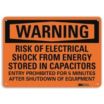 Warning: Risk Of Electrical Shock From Energy Stored In Capacitors Entry Prohibited For 5 Minutes After Shutdown Of Equipment Signs