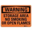 Warning: Storage Area No Smoking Or Open Flames Signs