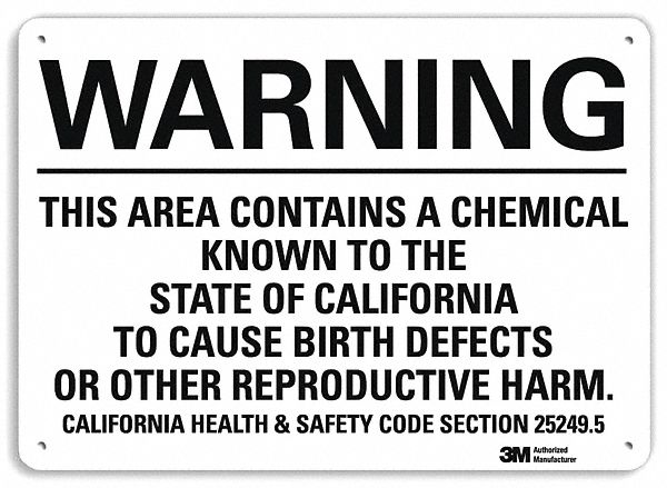 Warning Sign: Plastic, Mounting Holes Sign Mounting, 7 in x 10 in Nominal Sign Size, 0.055 in Thick