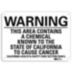 Warning: This Area Contains A Chemical Known To The State Of California To Cause Birth Defects Or Other Reproductive Harm. California Health And Safety Code Section 25249.6 Signs