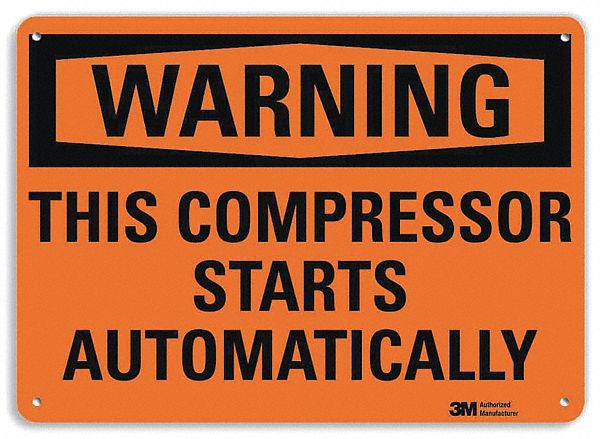 Warning Sign: Aluminum, Mounting Holes Sign Mounting, 10 in x 14 in Nominal Sign Size, 0.04 in Thick