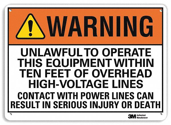 Warning Sign: Plastic, Mounting Holes Sign Mounting, 7 in x 10 in Nominal Sign Size, 0.055 in Thick