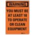 Warning: You Must Be At Least 18 To Operate Or Clean Equipment Signs