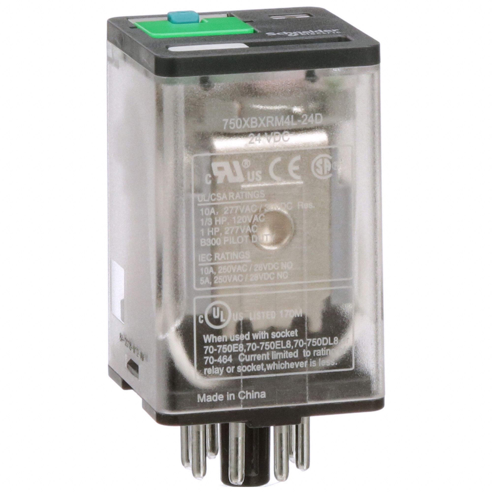 General Purpose Relay: Socket Mounted, 10 A Current Rating, 24V DC, 8 Pins/Terminals, DPDT