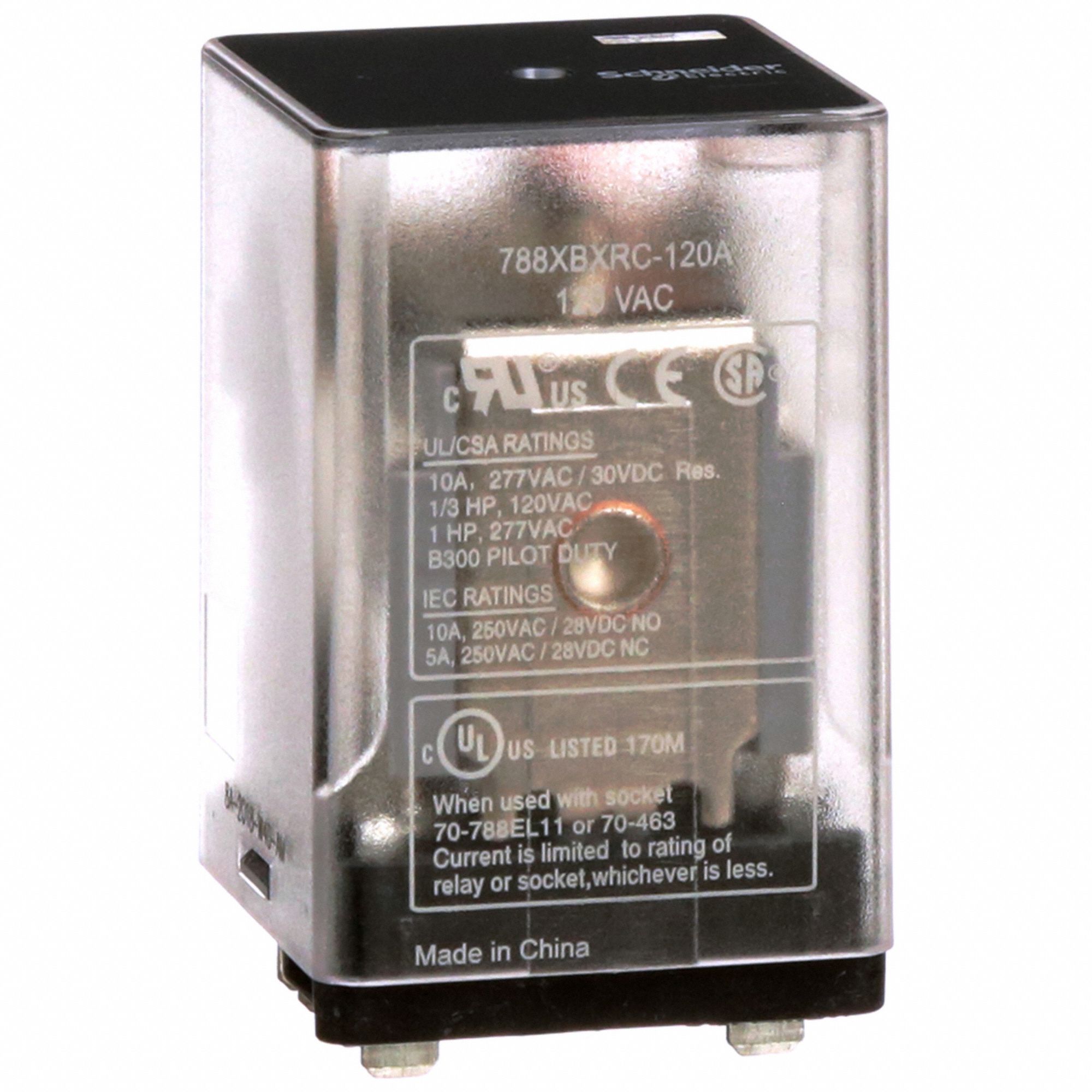 GENERAL PURPOSE RELAY, SOCKET MOUNTED, 10 A CURRENT RATING, 120V AC, 8 PINS/TERMINALS