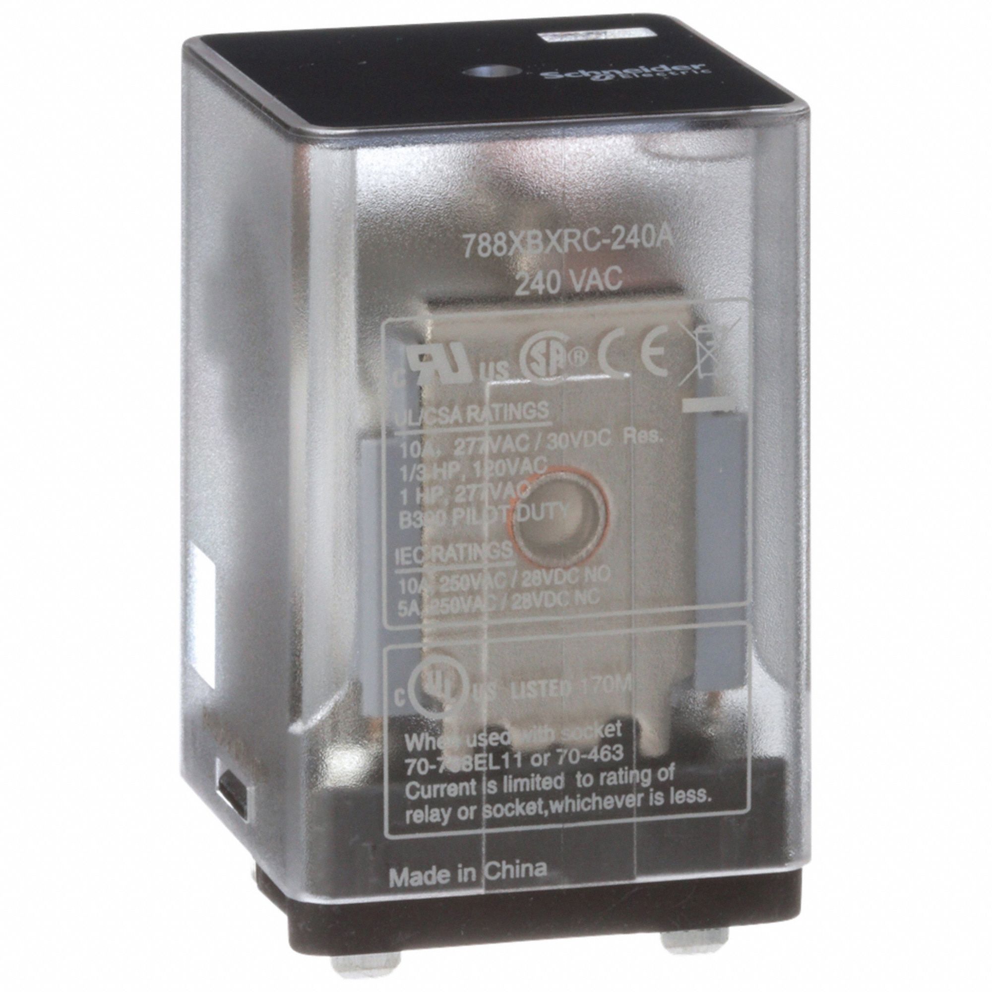 GENERAL PURPOSE RELAY, SOCKET MOUNTED, 10 A CURRENT RATING, 240V AC, 8 PINS/TERMINALS