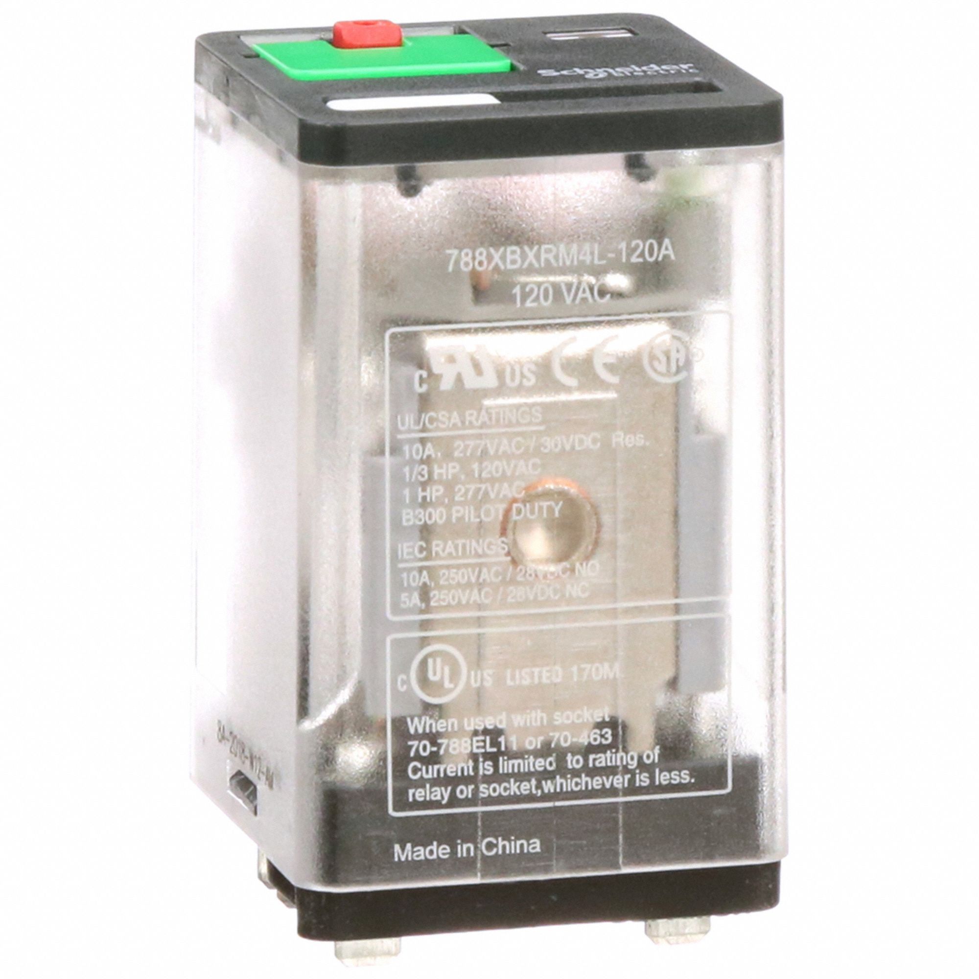 GENERAL PURPOSE RELAY, SOCKET MOUNTED, 10 A CURRENT RATING, 120V AC, 8 PINS/TERMINALS