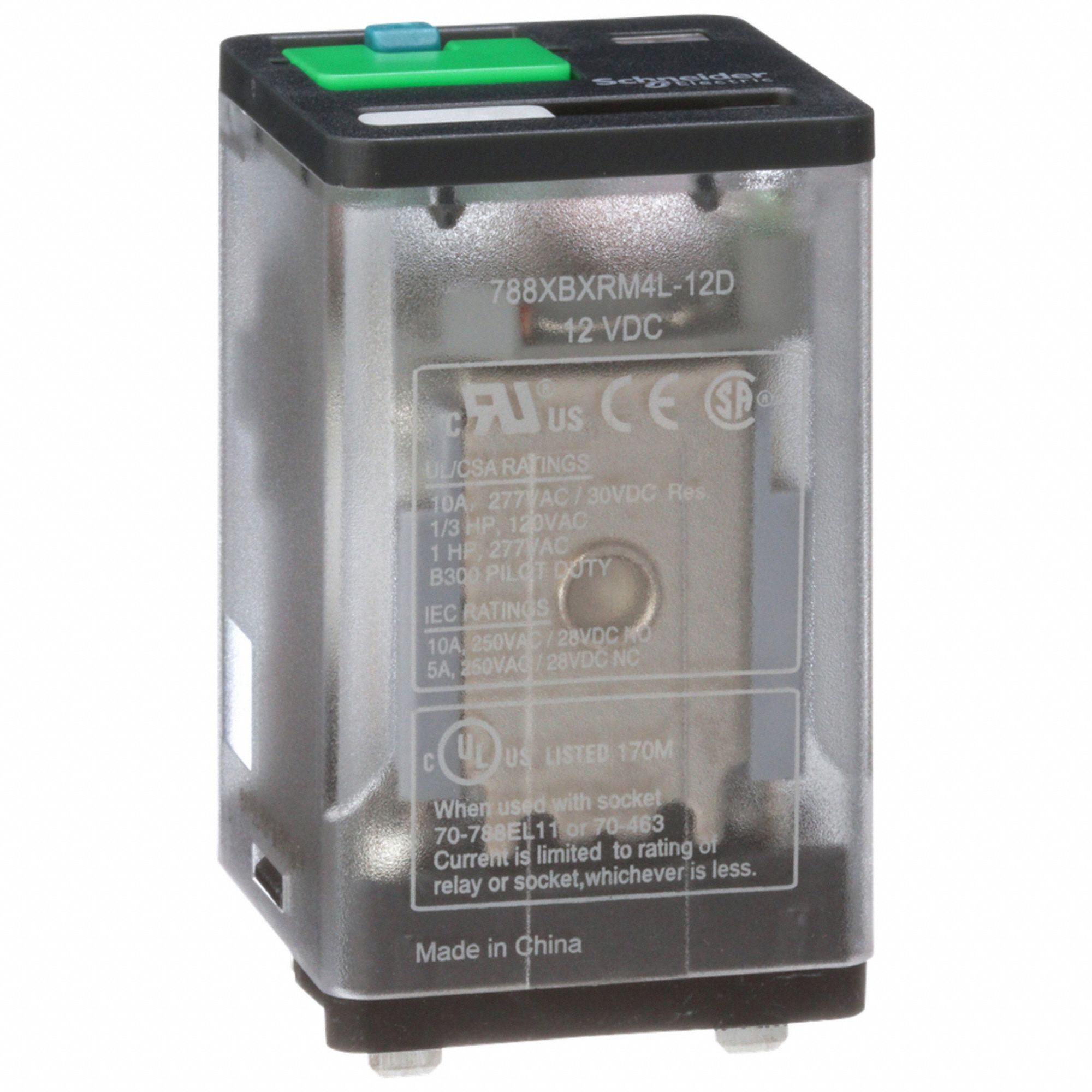 GENERAL PURPOSE RELAY, SOCKET MOUNTED, 10 A CURRENT RATING, 12V DC, 8 PINS/TERMINALS, DPDT