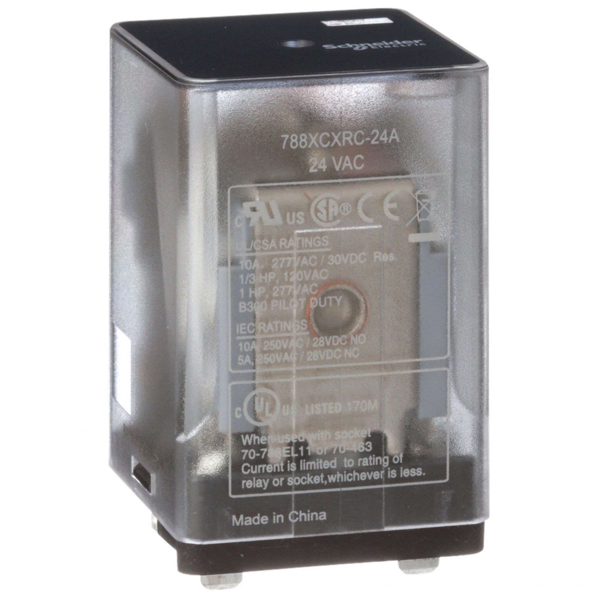 GENERAL PURPOSE RELAY, SOCKET MOUNTED, 10 A CURRENT RATING, 24V AC, 11 PINS/TERMINALS