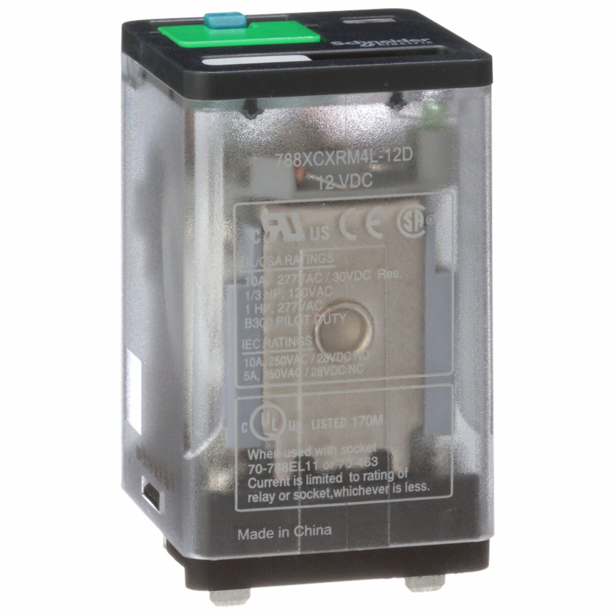 GENERAL PURPOSE RELAY, SOCKET MOUNTED, 10 A CURRENT RATING, 12V DC, 11 PINS/TERMINALS