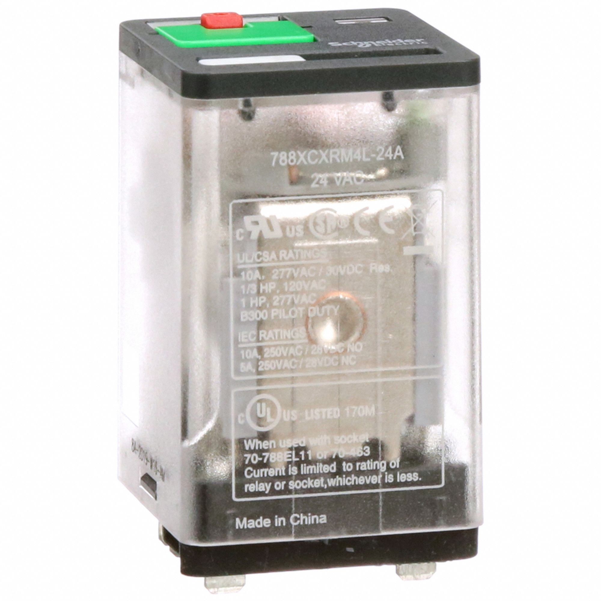 GENERAL PURPOSE RELAY, SOCKET MOUNTED, 10 A CURRENT RATING, 24V AC, 11 PINS/TERMINALS