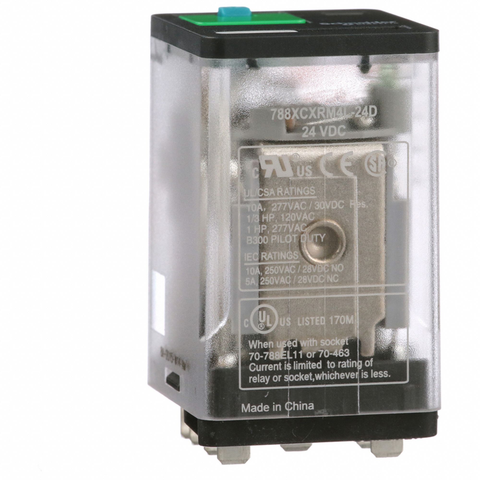 GENERAL PURPOSE RELAY, SOCKET MOUNTED, 10 A CURRENT RATING, 24V DC, 11 PINS/TERMINALS