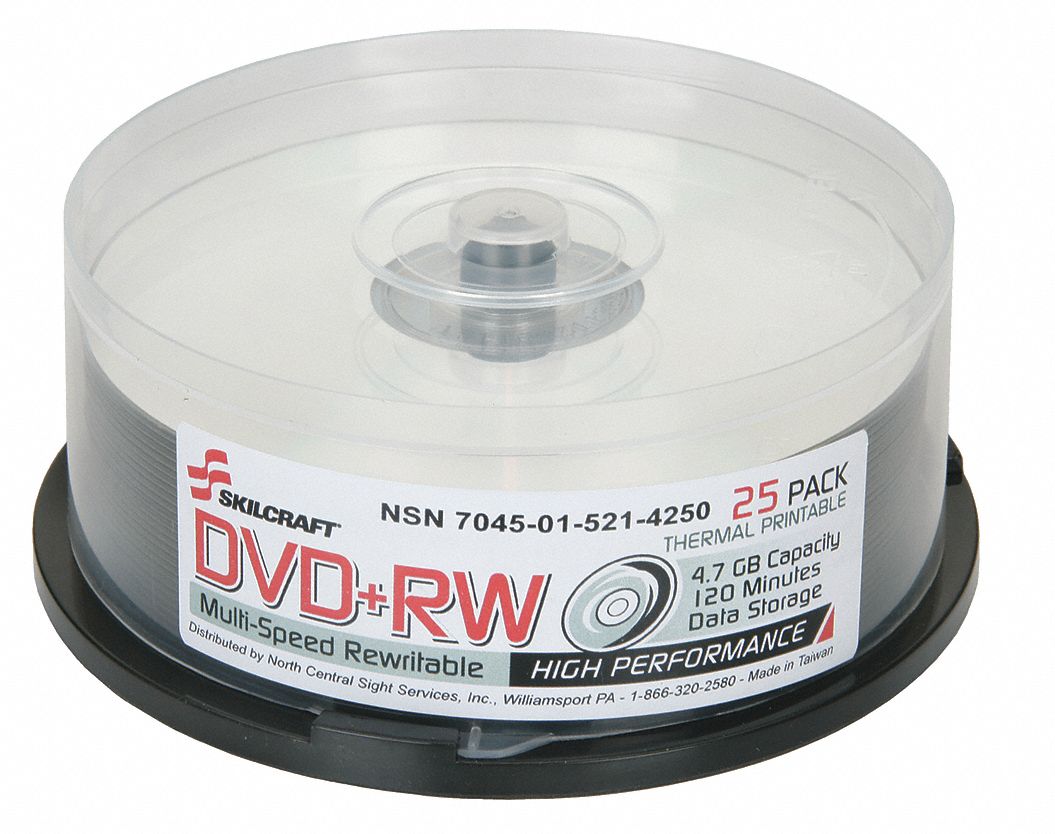 ABILITY ONE DVD+RW Disc, 4.7 GB Capacity, 1x to 4x Speed 35KR857045