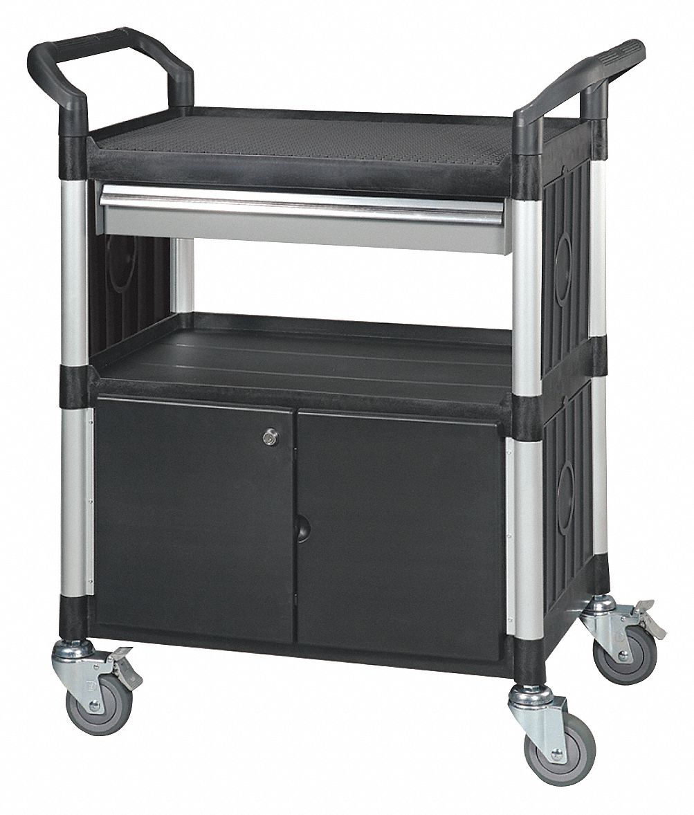 Enclosed Cart,Polypropylene,Black,400lb