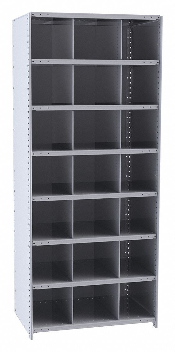 Starter Metal Bin Shelving: 36 in x 18 in x 84 in, 21 Compartments, 12 in x 18 in x 12 in