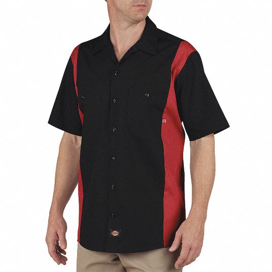 Work Shirt Short Sleeve Black Red 2XLT Grainger