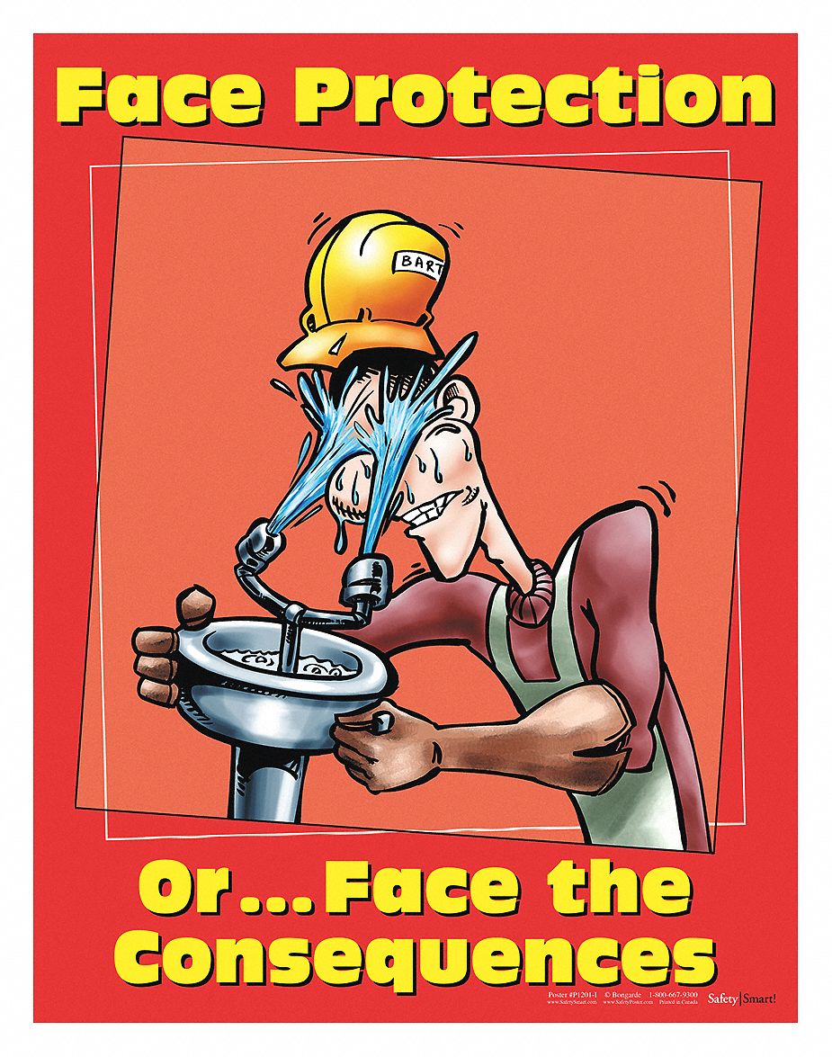 Safety Poster: 22 in x 17 in Nominal Sign Size, No Protective Coating, Write on Surface, English