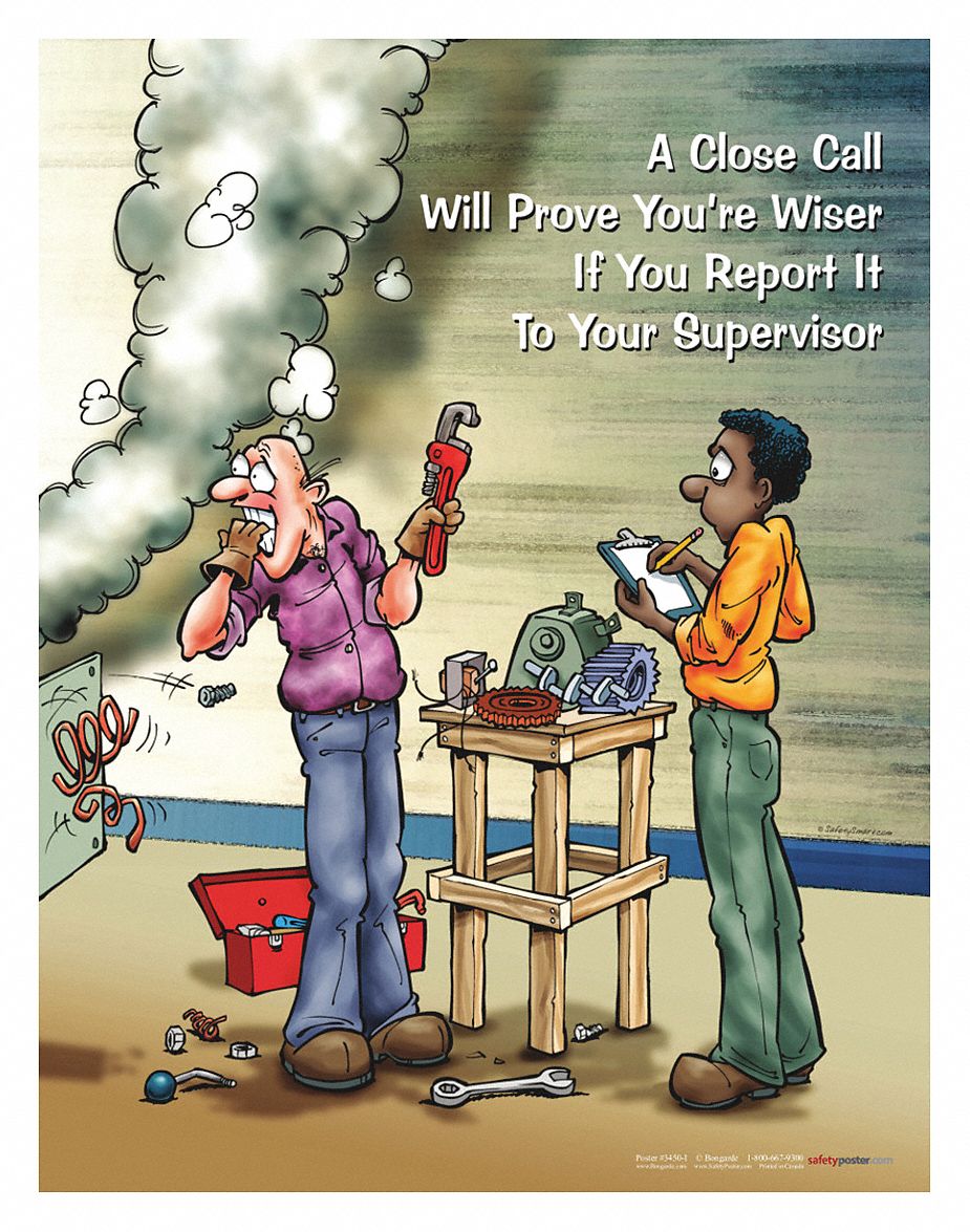 Safety Poster: 22 in x 17 in Nominal Sign Size, No Protective Coating, Write on Surface, English