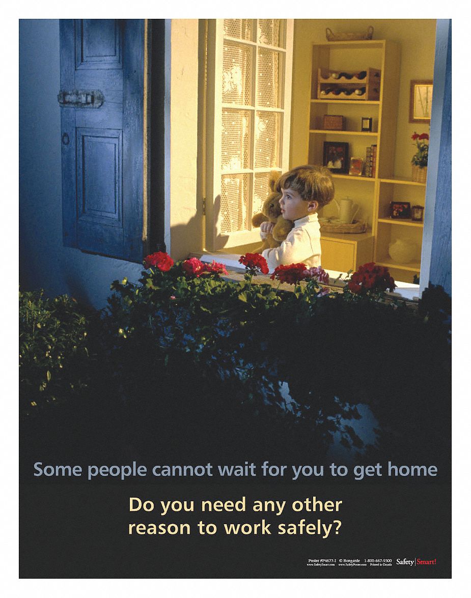 Safety Poster: 22 in x 17 in Nominal Sign Size, No Protective Coating, Write on Surface, English